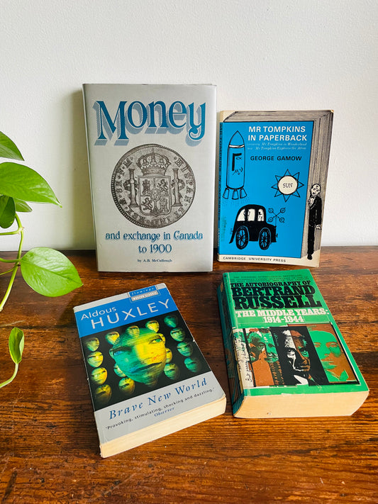 Science, Math & Money Vintage Book Bundle - Huxley, Bertrand Russell, Mr. Tomkins, Money