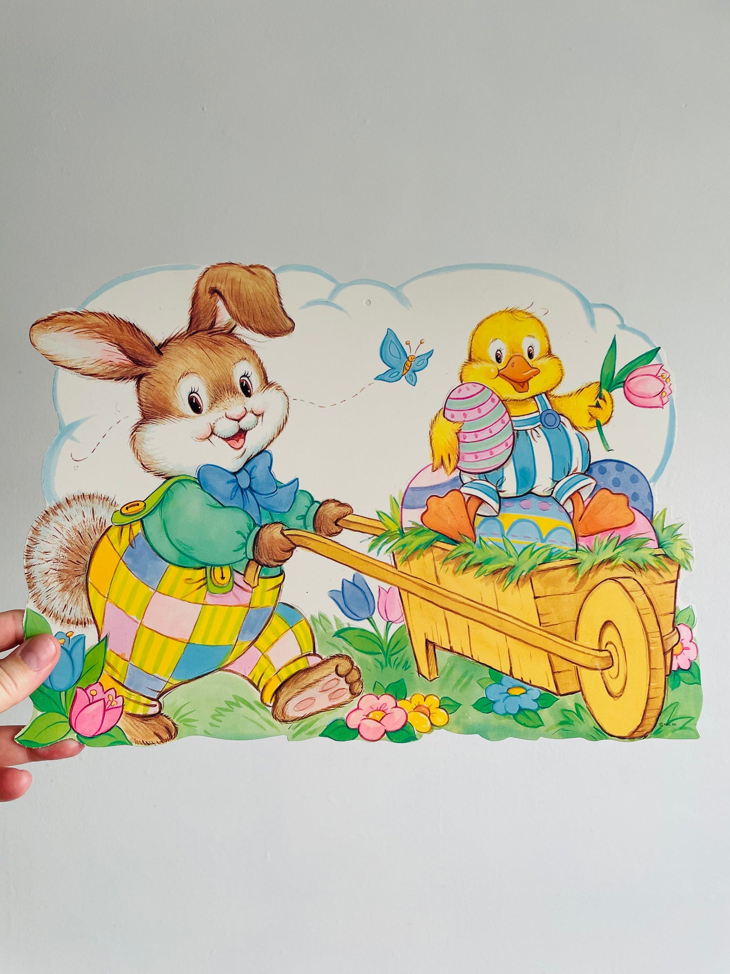 American Greetings Vintage Easter Cardboard Cutout - Bunny & Duckling # 1