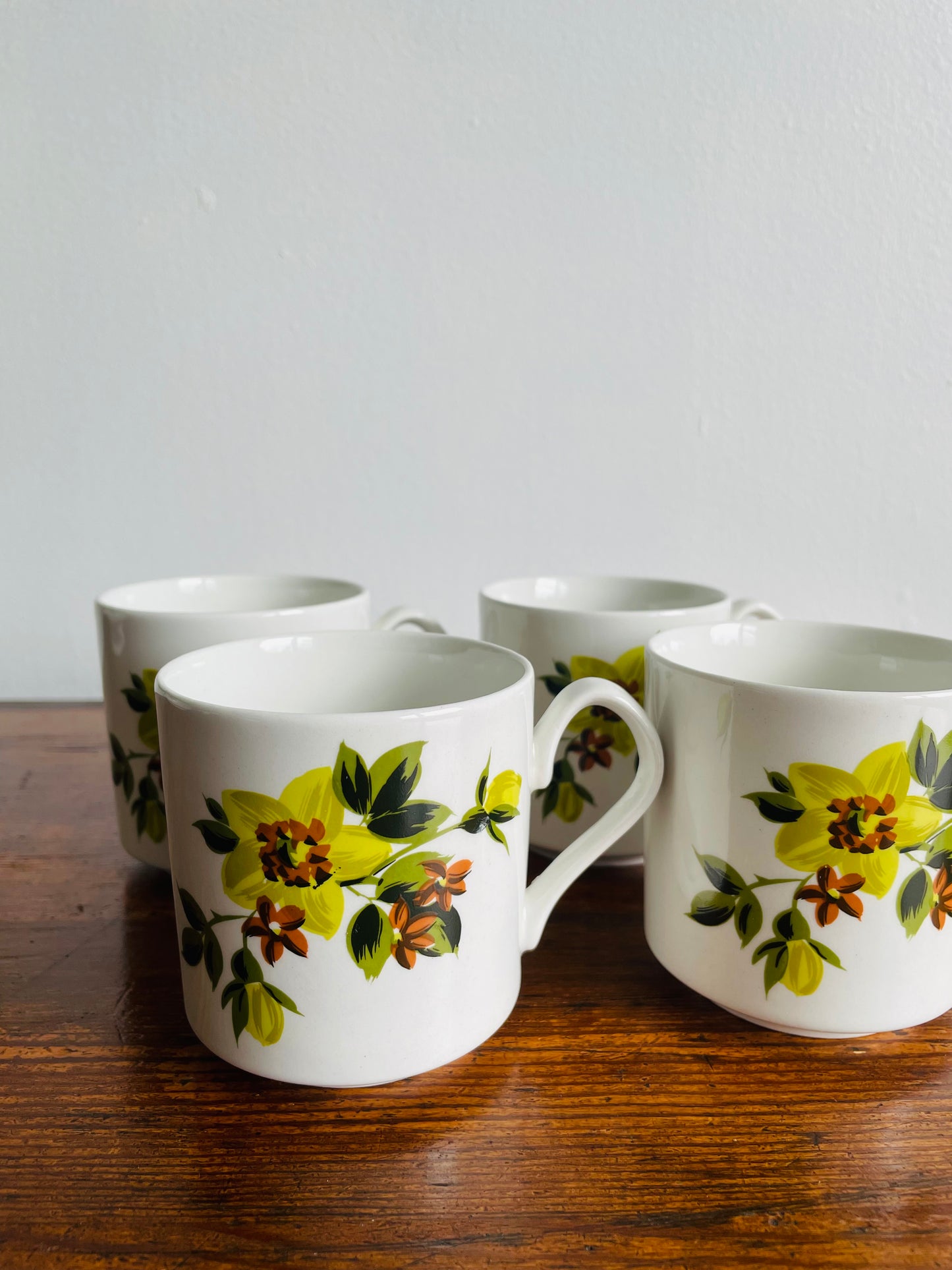Vintage Floral Mugs in Earth Tone Colours - Made in England