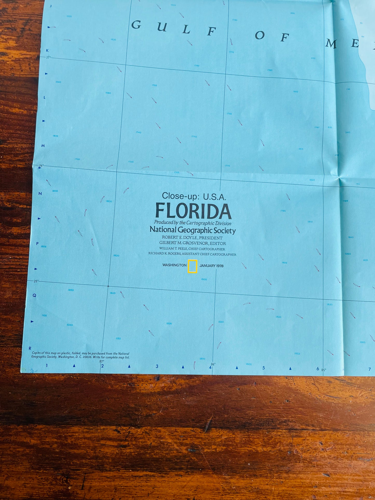 1978 National Geographic Close-Up USA Map - Florida with Puerto Rico & U.S. Virgin Islands