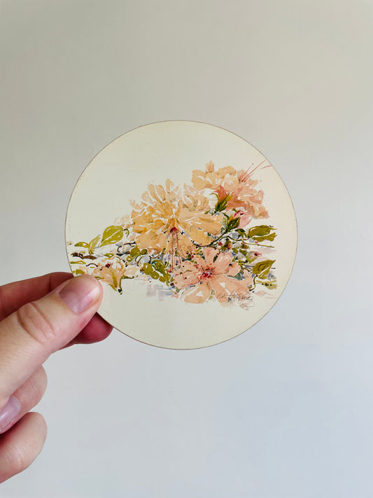 Canadian Watercolourist & Designer Loi Hathaway - Pink Floral Coasters in Original Box - Set of 4
