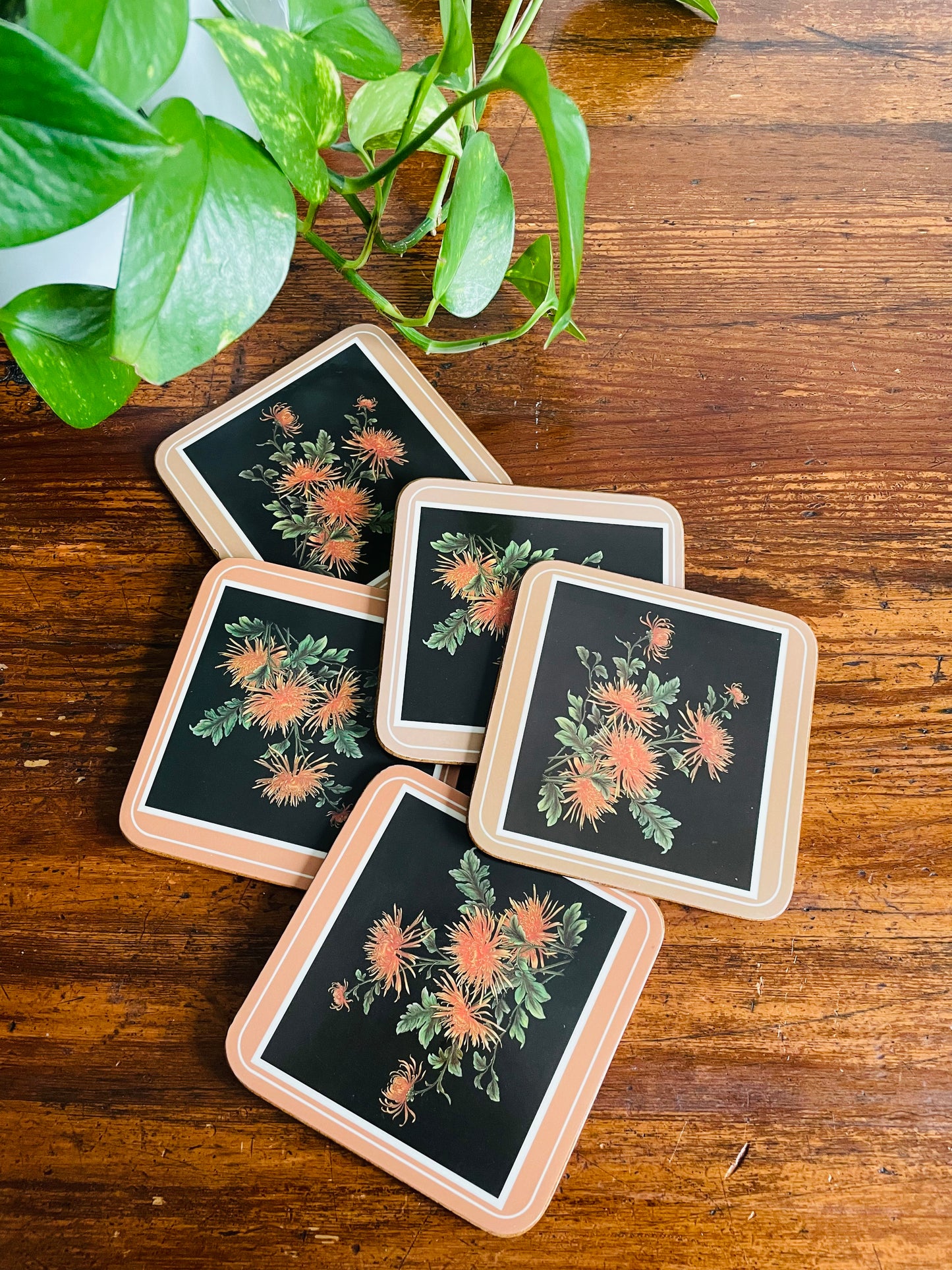Pimpernel Floral Coasters with Cork Backing - Set of 5 - #2