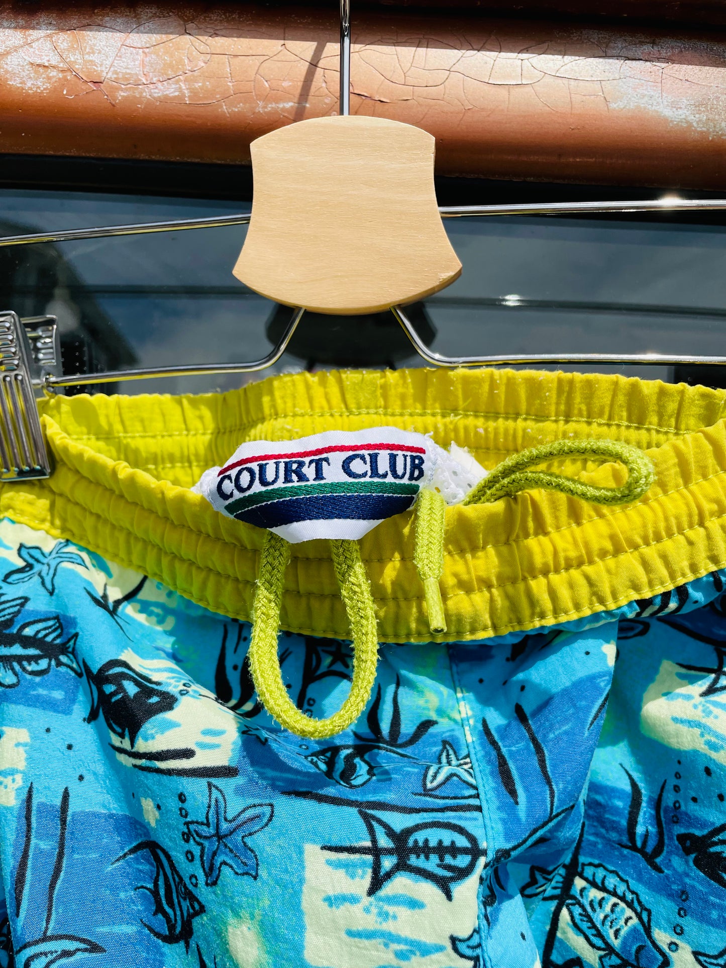 Vintage Court Club Swim Trunks / Shorts / Bathing Suit in Underwater Aquatic Design
