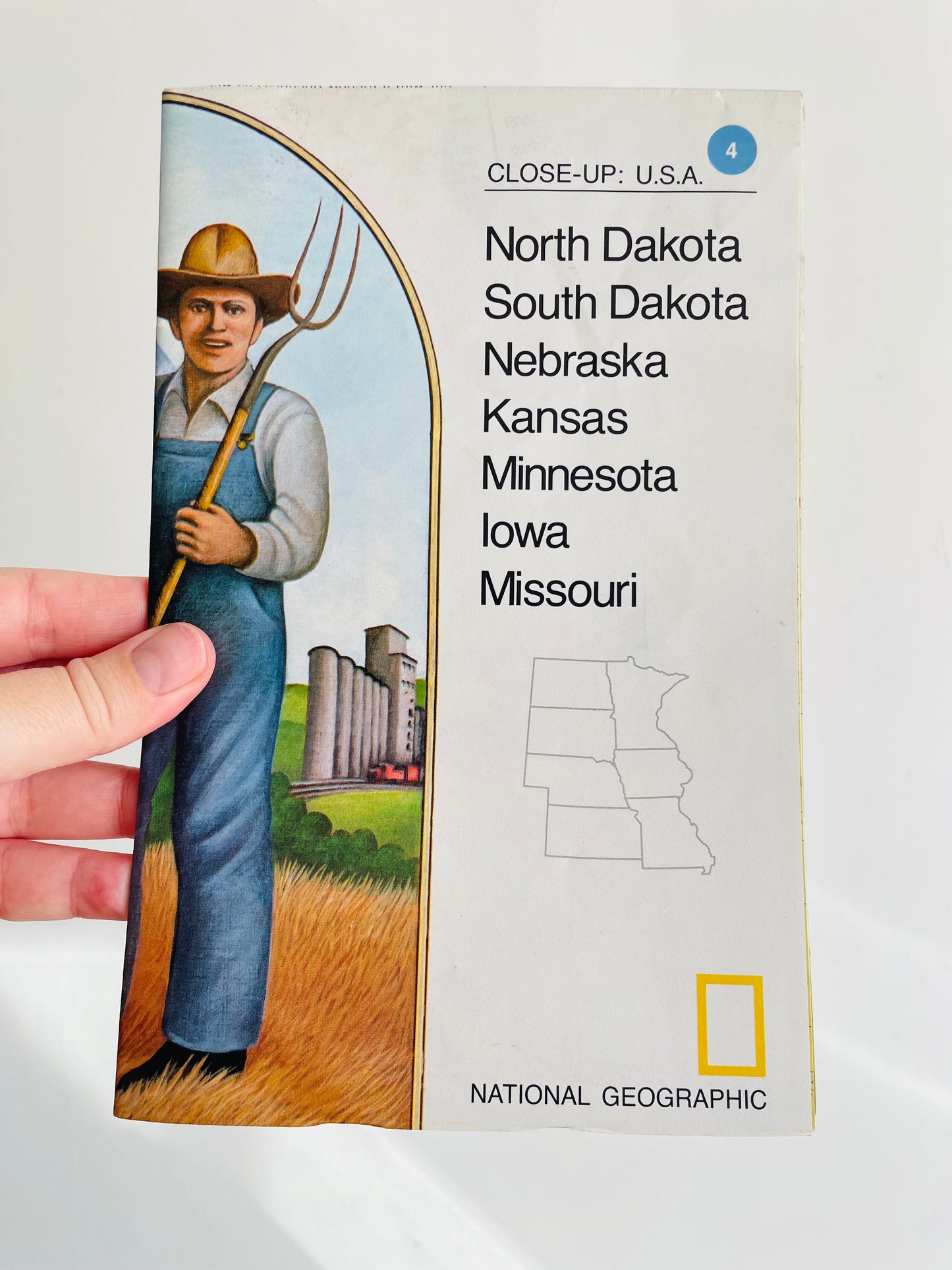 1978 National Geographic Close-Up USA Map - North Dakota, South Dakota, Nebraska, Kansas, Minnesota, Iowa, Missouri