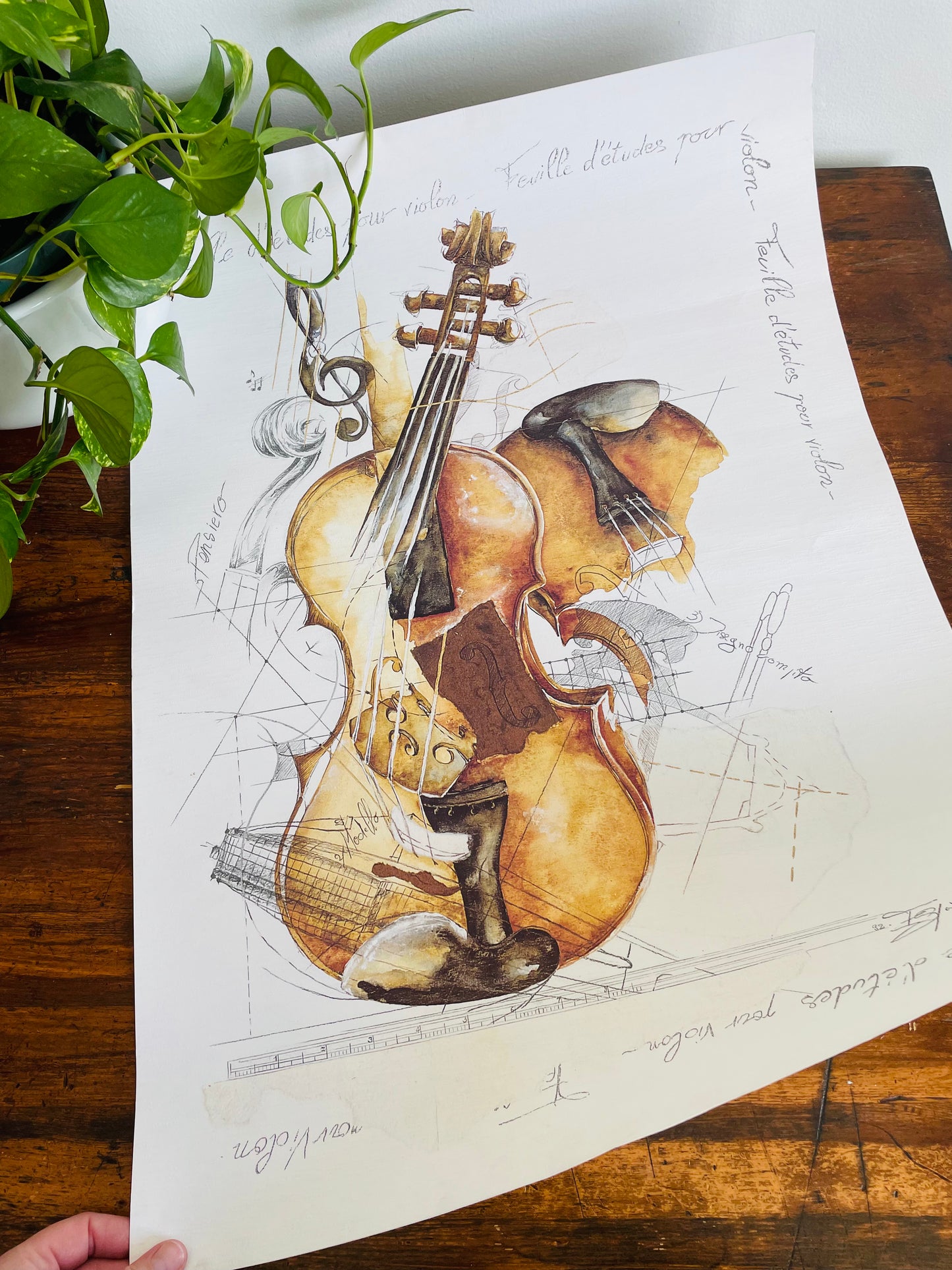 Musical Print Poster - Feuille d'études Pour Violin / Study Sheet for Violin *Please Read Shipping Instructions*