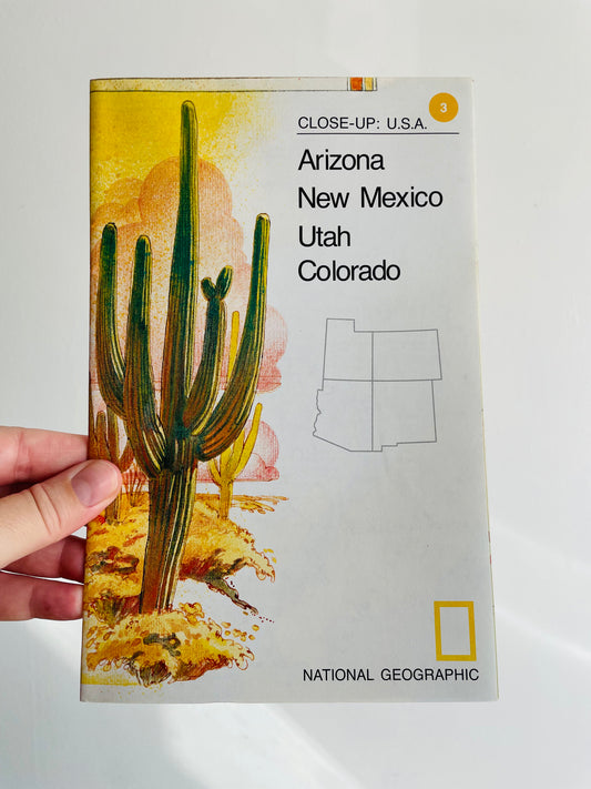 1978 National Geographic Close-Up USA Map - Arizona, New Mexico, Utah, Colorado