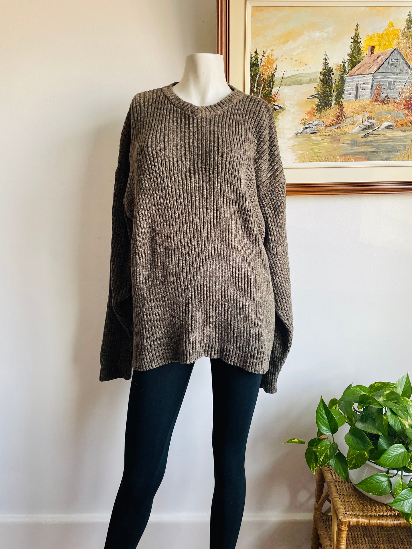 Northern Elements Flecked Green Ribbed Sweater - Made in Hong Kong