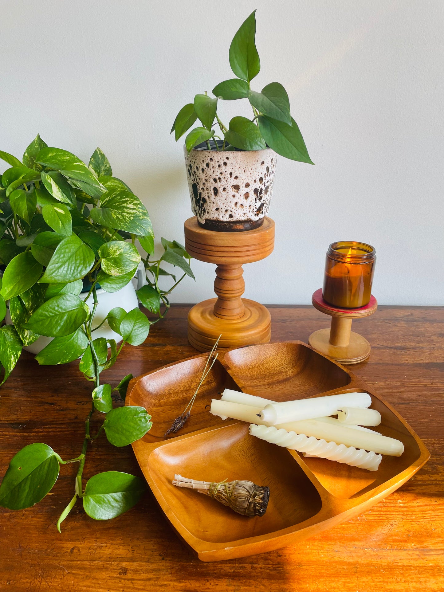 Giant Wood Turned Pillar Spool - Perfect for a Candle, Plant, Etc.!