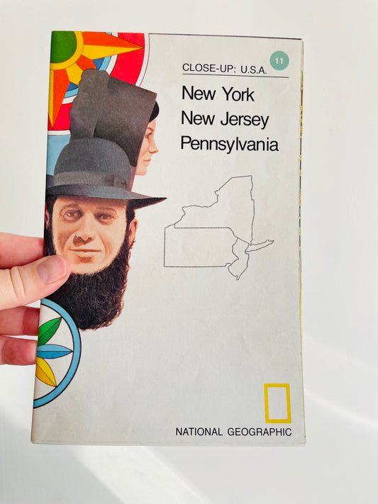 1978 National Geographic Close-Up USA Map - New York, New Jersey, Pennsylvania