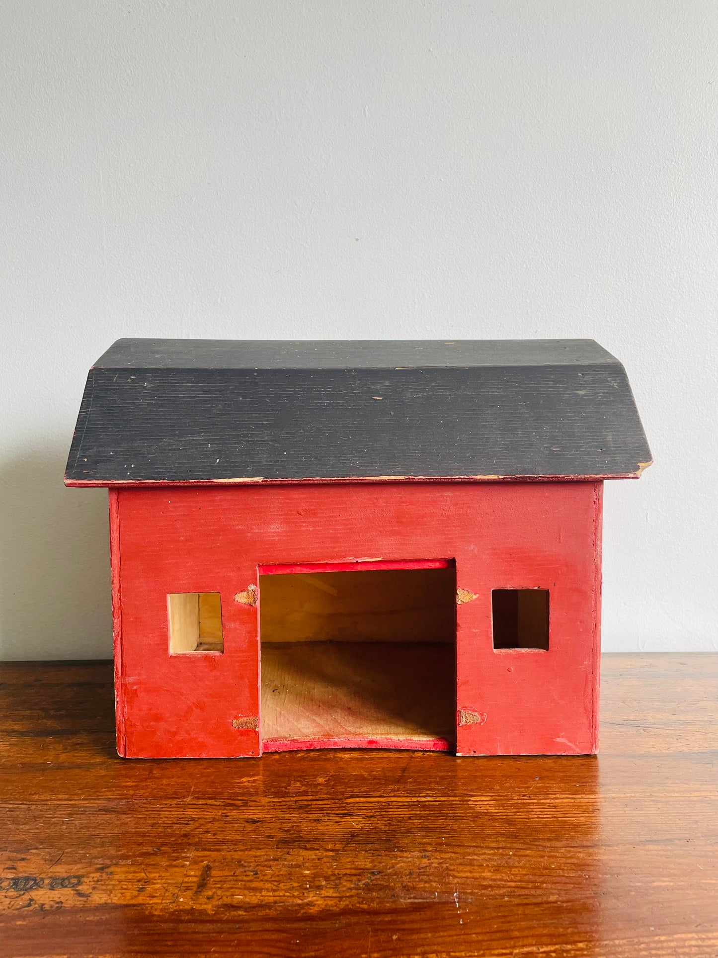 Handmade Red Wooden Barn - Child's Toy or Decor